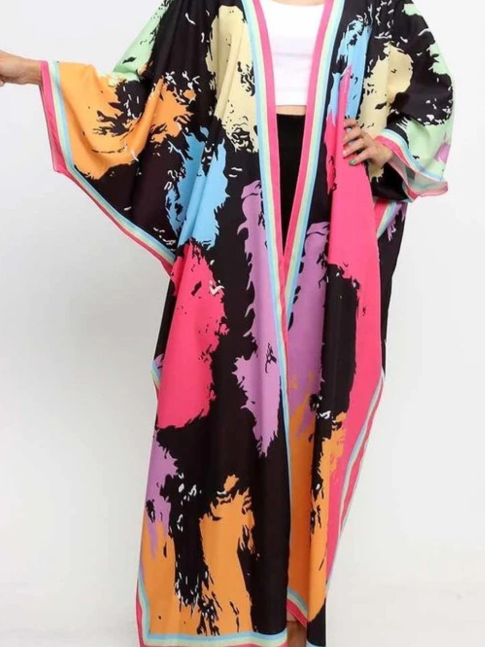 Colorful Abstract Maxi Kimono Robe
